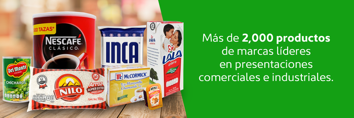 Más de 2,000 productos de marcas líderes en presentaciones comerciales e industriales